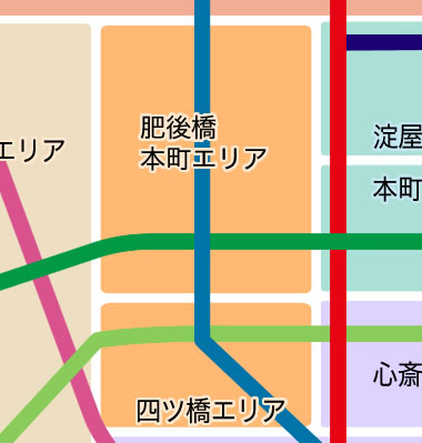肥後橋・本町・四ツ橋エリア　地下鉄・私鉄MAP